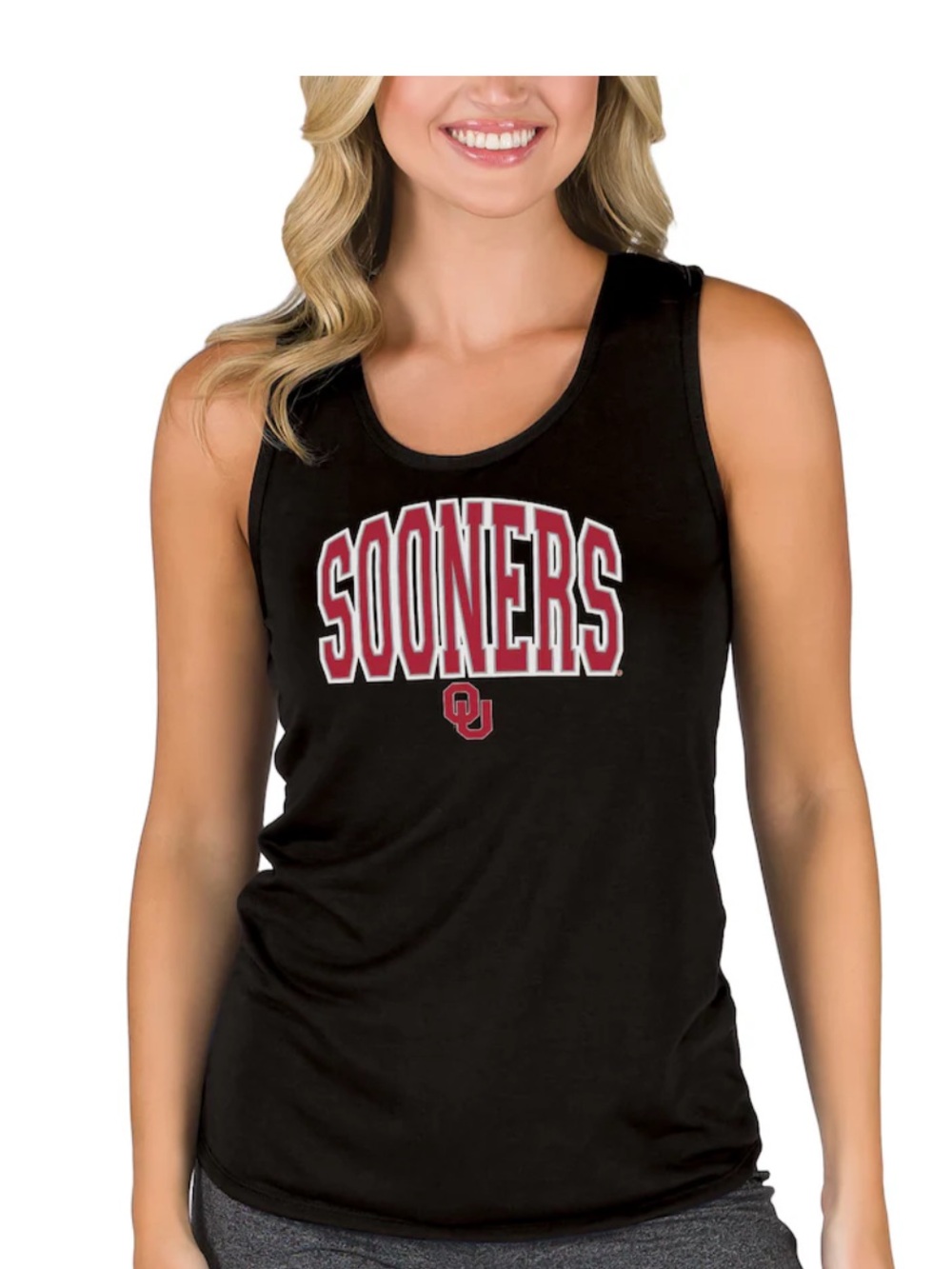 Women’s college concept black Oklahoma Sooners racerback tank